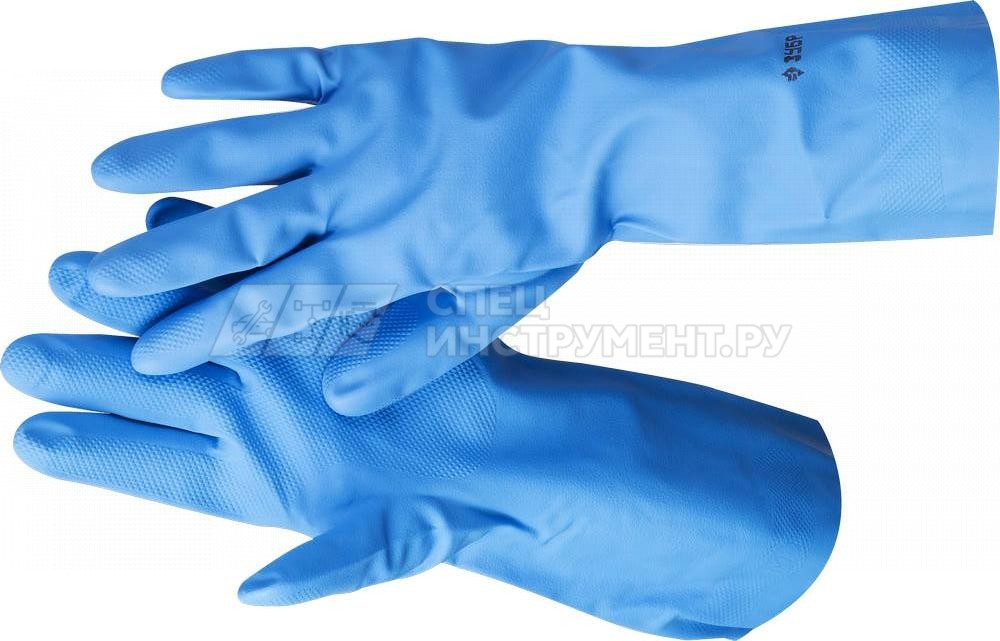Перчатки ЗУБР нитриловые, повышенной прочности, с х/б напылением, размер S