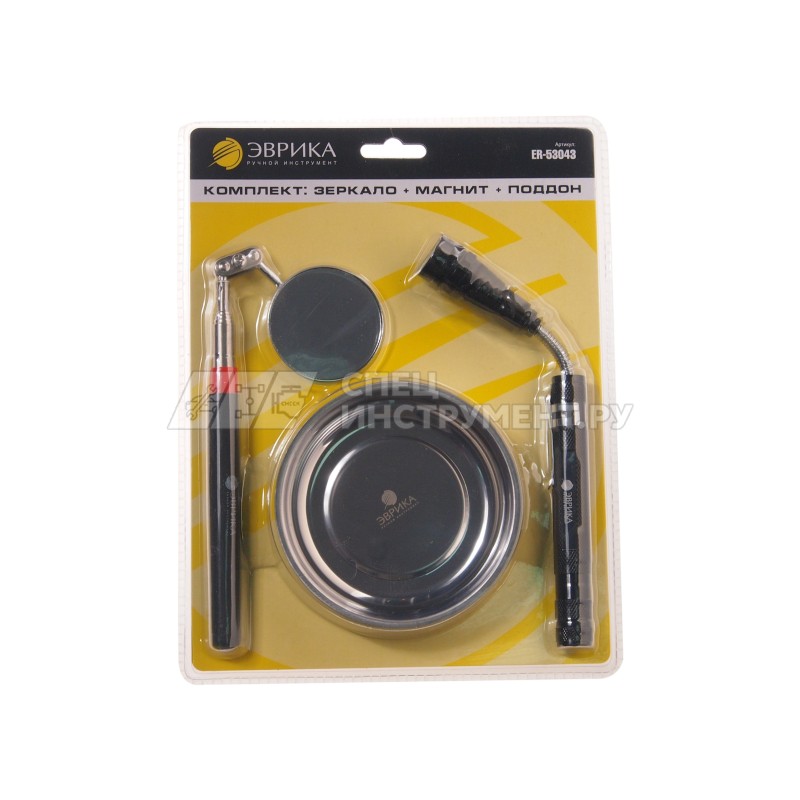 Набор ER-53043 зеркало телескоп. круглое, 50 мм./магнит телескоп. с подсветкой до 2,2 кг., поддон магнитный ЭВРИКА