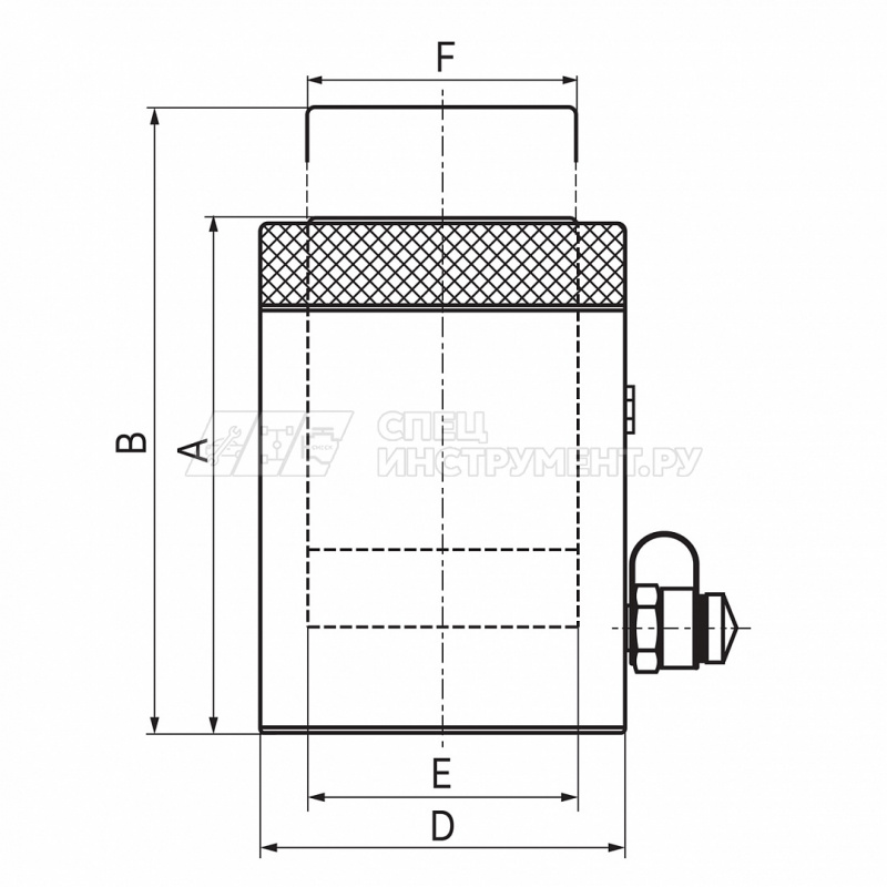 Гидравлический цилиндр (домкрат) с фиксирующей гайкой; 50 т; ход 50