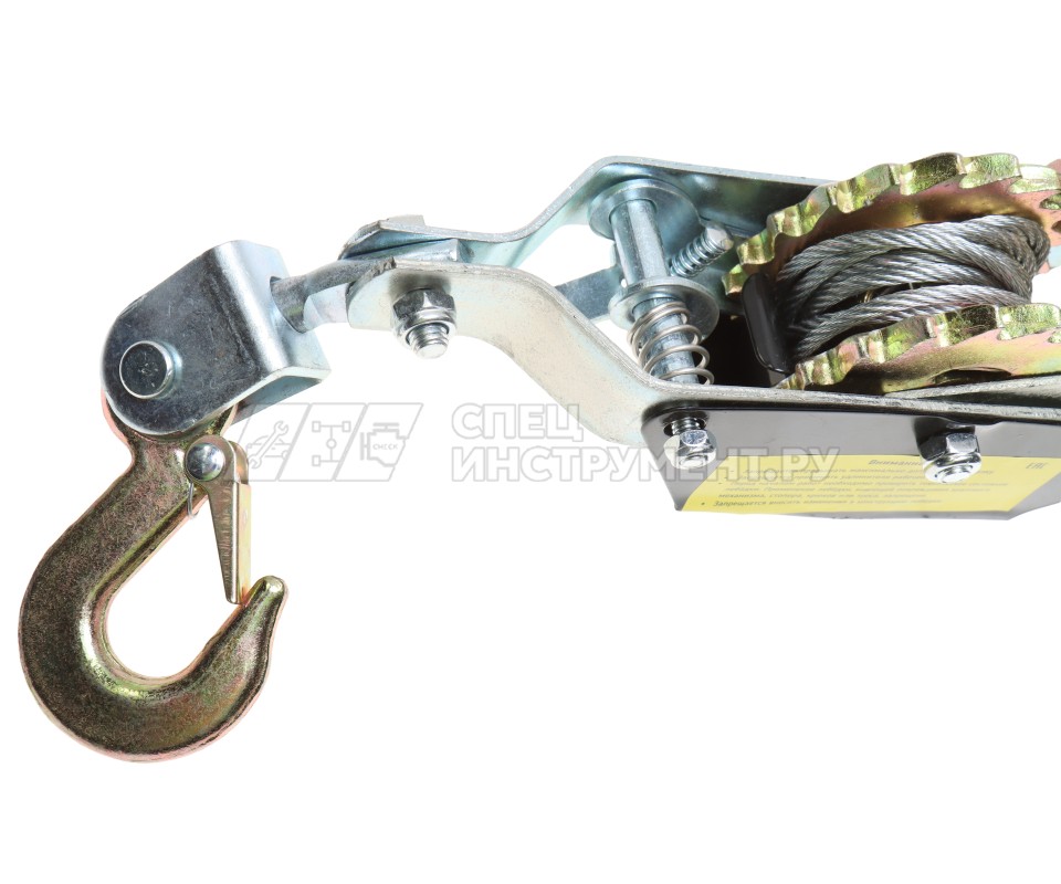 Лебедка ER-98242 рычажная тяговая 2т(двойное зубч. колесо, стальной трос, Ø -4.2мм, длина троса-2.2м) ЭВРИКА