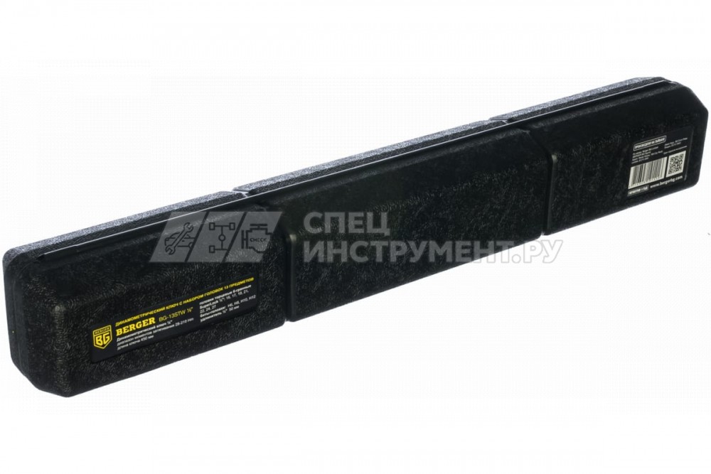 Ключ динамометрический щелчковый с набором головок 13 предметов BERGER BG 1/2" 28-210 Нм