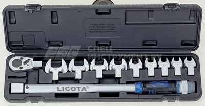 Динамометрический ключ в наборе со сменными насадками 14х18 мм, 11пр., 40-210Нм