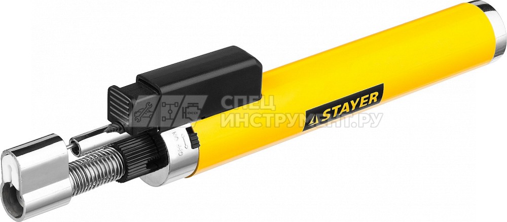 Газовая горелка-карандаш "MaxTerm", STAYER "MASTER" 55560, с пьезоподжигом, регулировка пламени, 1100С