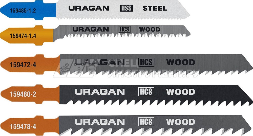 Набор полотен URAGAN, T101B, T101AO, T111C, T144D, T118A, по дереву и металлу, 5 предметов