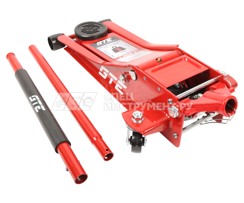 Домкрат подкатной гидравлический двухпоршневой низкопрофильный 3т (h min-75мм. h max-505мм) GTE /1