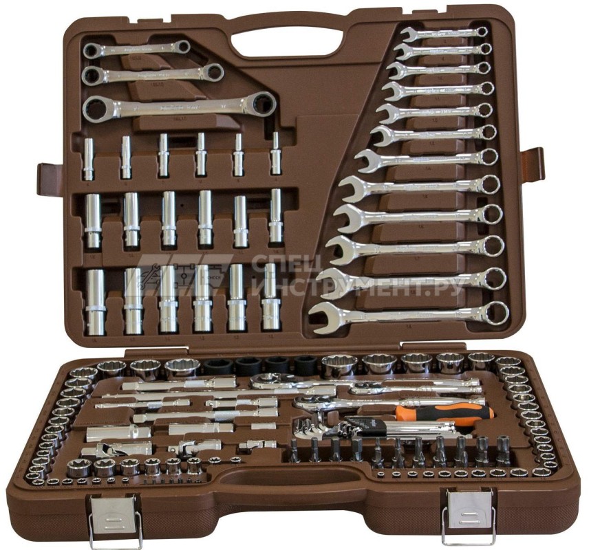 Специальный набор инструмента, торцевые головки 1/4", 3/8", 1/2"DR 4-32 мм и SAE 5/32" - 1-1/4", ударные торцевые головки 1/2" 17-23 мм, 150 предметов