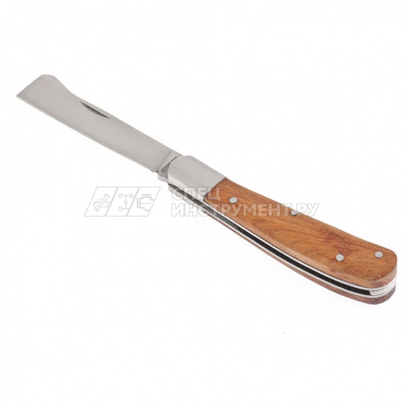 Нож садовый, 173 мм, складной, копулировочный, деревянная рукоятка