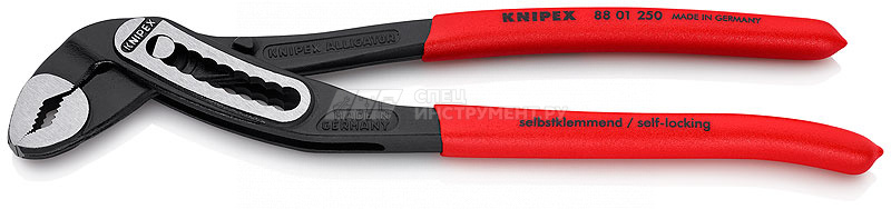 KNIPEX ALLIGATOR® клещи переставные, 50 мм (2"), под ключ 46 мм, L-250 мм, Cr-V, серые, обливные рукоятки, с держателем для торгового оборудования