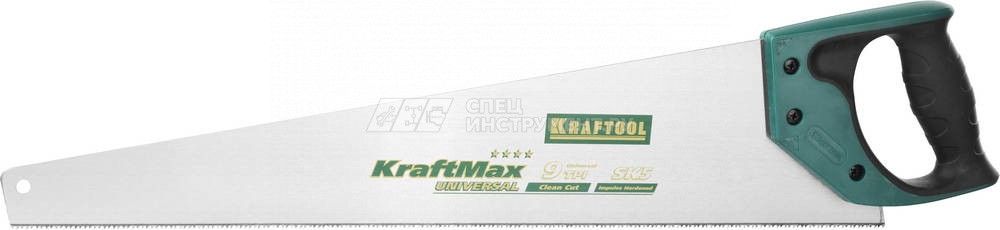 Ножовка KRAFTOOL "EXPERT" "SuperMax", универсальный точный рез, универсальный мелкий закаленный зуб, 9/10 TPI, 550мм