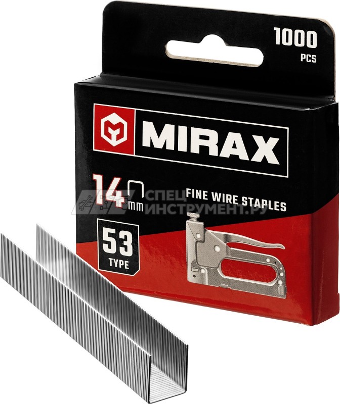 MIRAX 14 мм скобы для степлера тонкие тип 53, 1000 шт