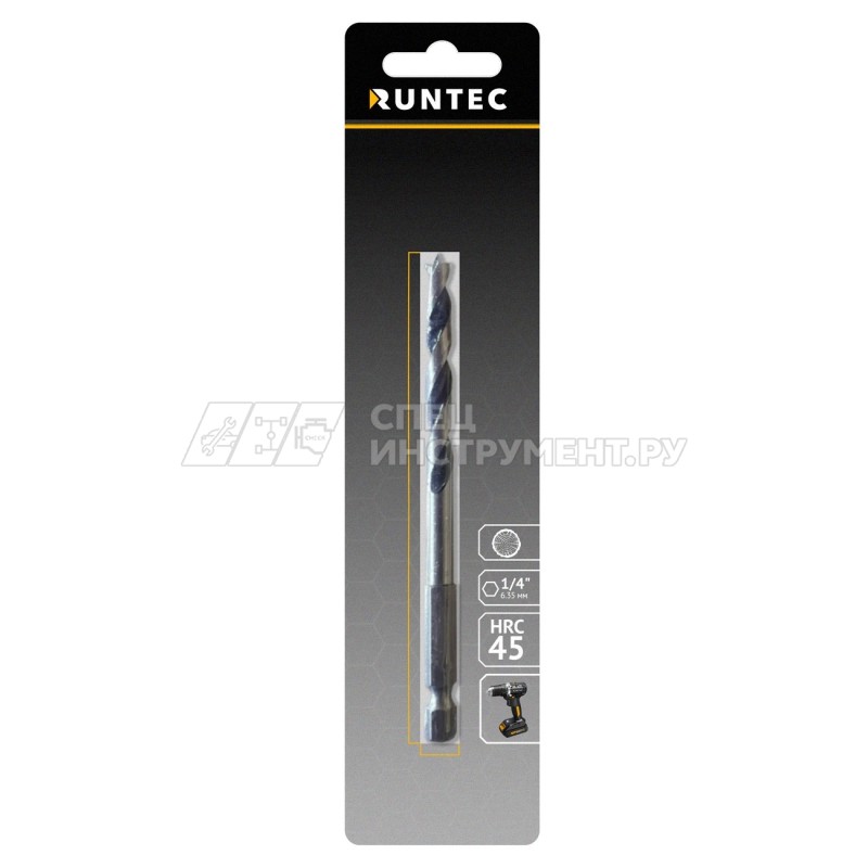 Сверло по дереву Runtec HRC45 3 x 80мм HEX 1/4"