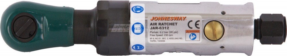 JAR-6312 Рукоятка трещоточная пневматическая укороченная 1/4"DR 230 об/мин., 34 Нм