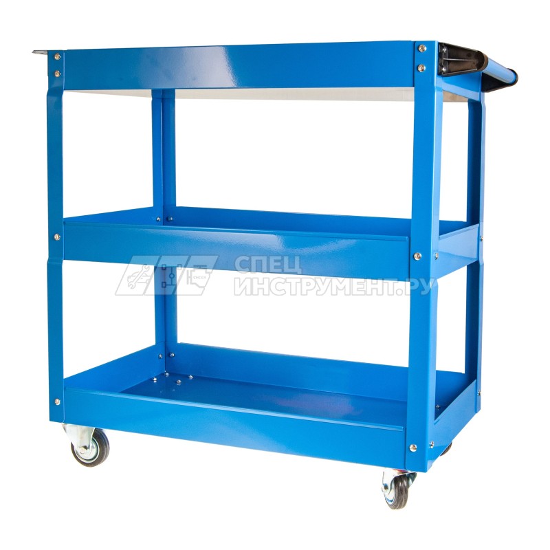 Тележка инструментальная ER-64300 3-х полочная с навесным лотком 700х350х660мм ЭВРИКА