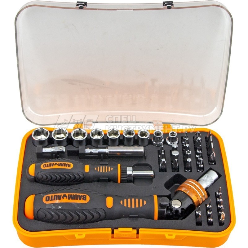 Набор отверток реверсивных многоцелевых с битодержателями и набором бит для точных работ, 43пр.(T,TH