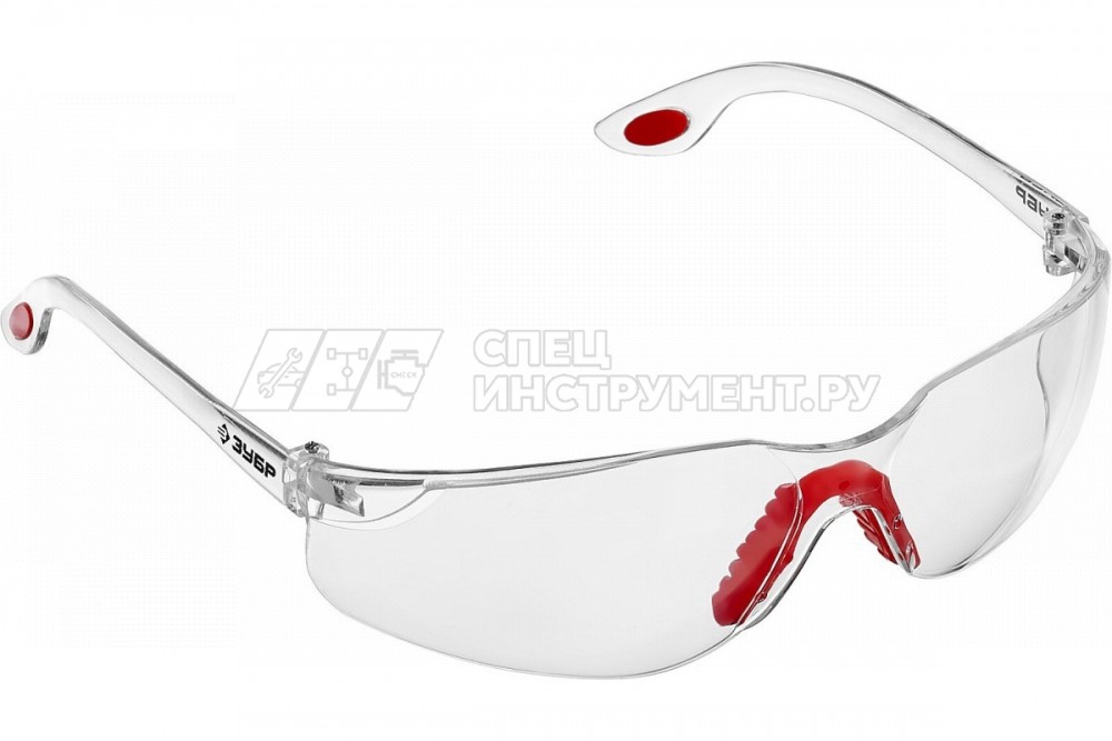 ЗУБР Спектр 3 Прозрачные, очки защитные открытого типа, двухкомпонентные дужки.