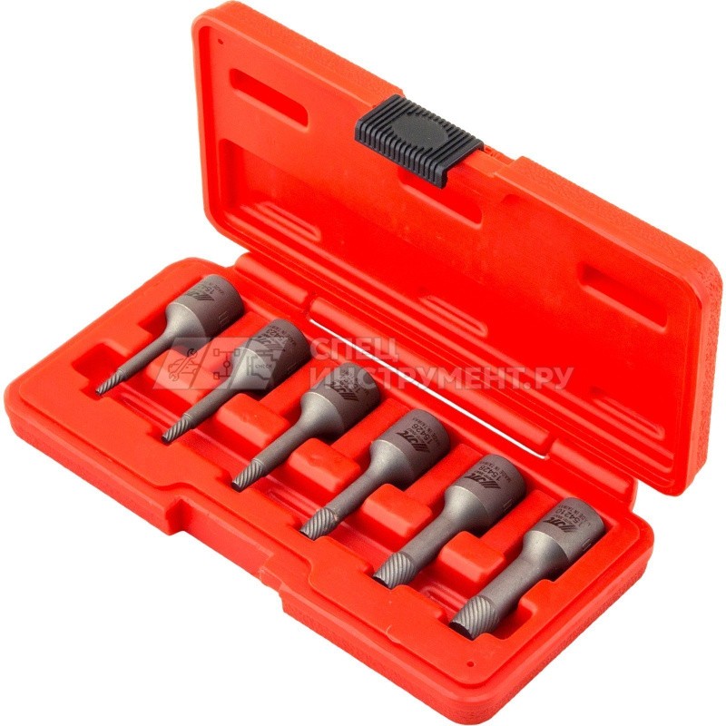 Набор экстракторов 2-10мм для болтов с сорванной внутренней резьбой (в кейсе) 6пр.
