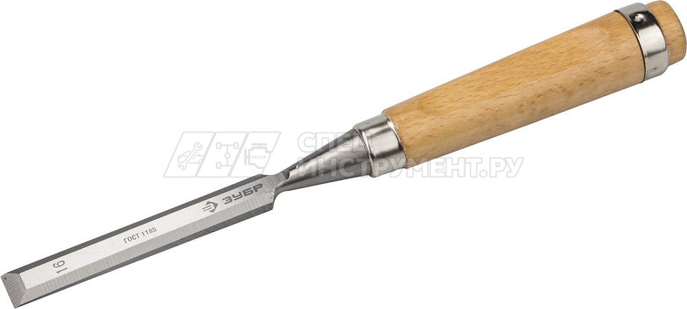 Стамеска-долото ЗУБР "ЭКСПЕРТ" с деревянной ручкой, хромованадиевая, 16мм
