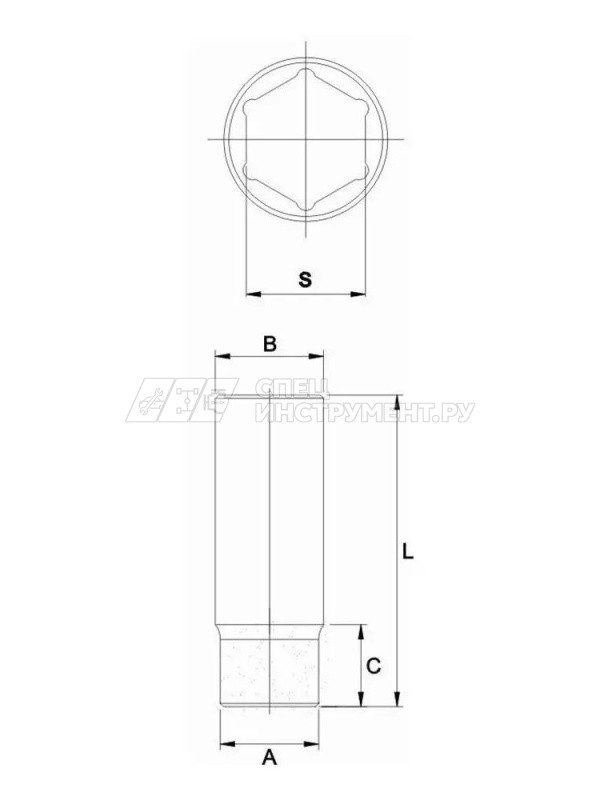 Головка торцевая 6-гранная 1/4" х 5мм, длина 25мм