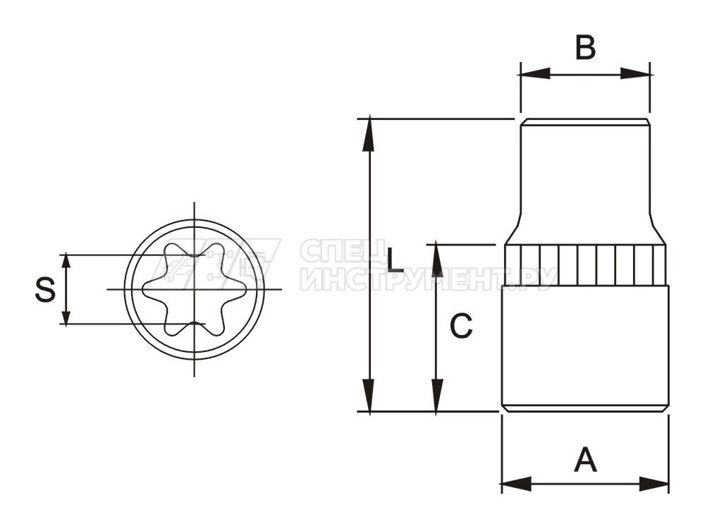 Головка торцевая TORX 1/4" х E5, длина 25мм