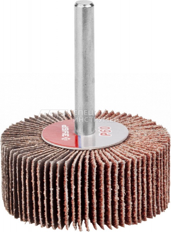 Круг шлифовальный ЗУБР "МАСТЕР" веерный лепестковый, на шпильке, тип КЛО, зерно-электрокорунд нормальный, P60, 20х50мм