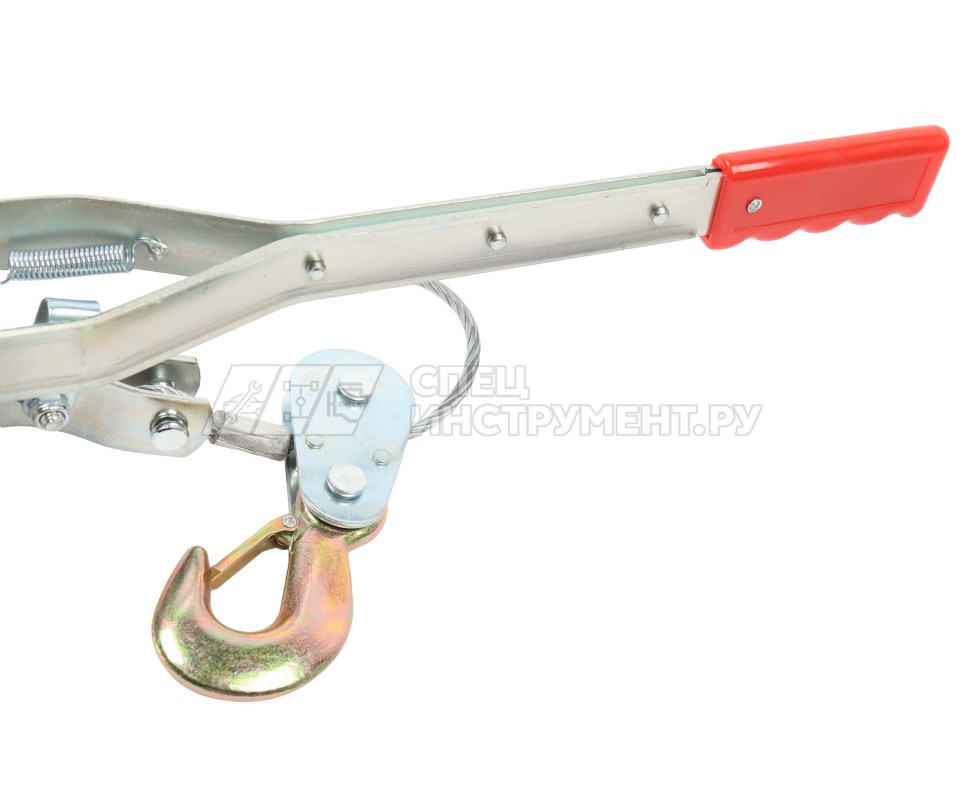 Лебедка ER-98463 рычажная тяговая 4т(двойное зубч. колесо, стальной трос, Ø -6мм, длина троса-3м) ЭВРИКА