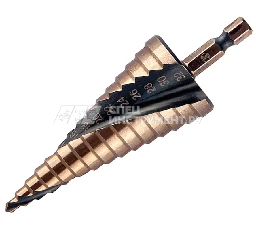 Сверло ступ. по мет. витое 4-32мм, 15 ступ.,шаг 2мм, Р6М5, Hex 1/4", MONOGRAM Special 101-019