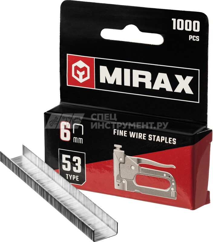 MIRAX 6 мм скобы для степлера тонкие тип 53, 1000 шт