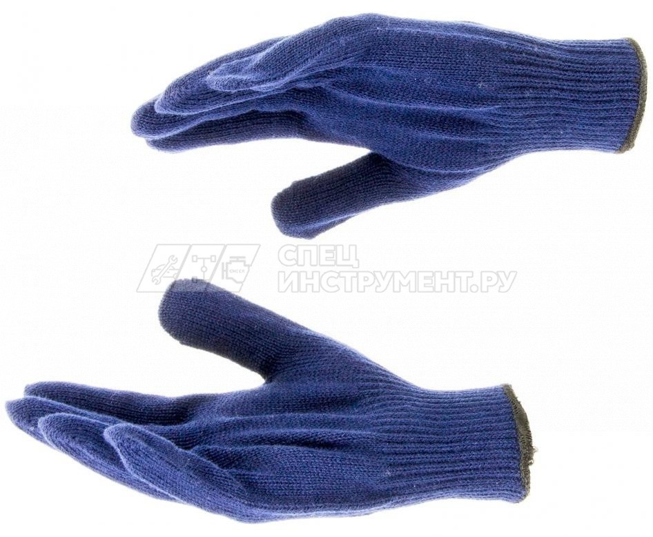Перчатки трикотажные, акрил, цвет: синий, оверлок, Россия