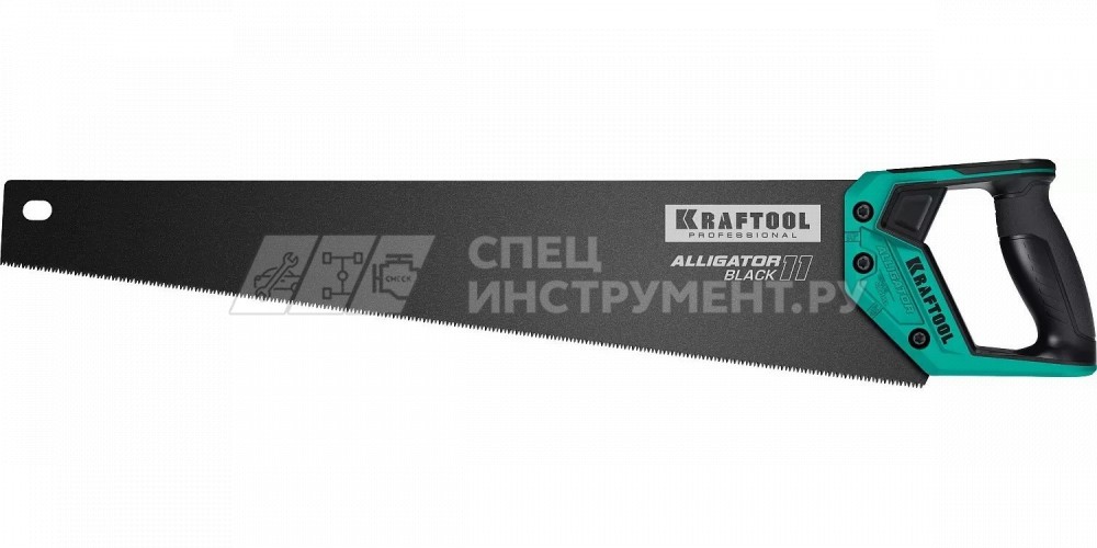 Ножовка для точного реза "Alligator BLACK", 550 мм, 11 TPI 3D зуб, KRAFTOOL