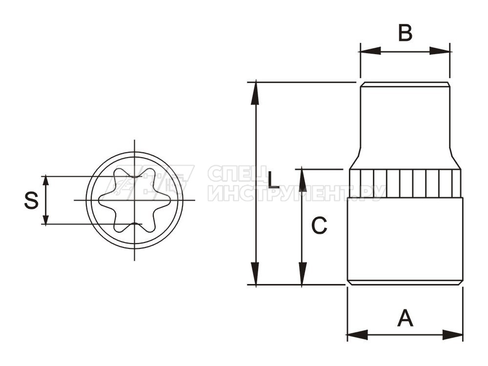 Головка торцевая TORX 1/4" х E7, длина 25мм