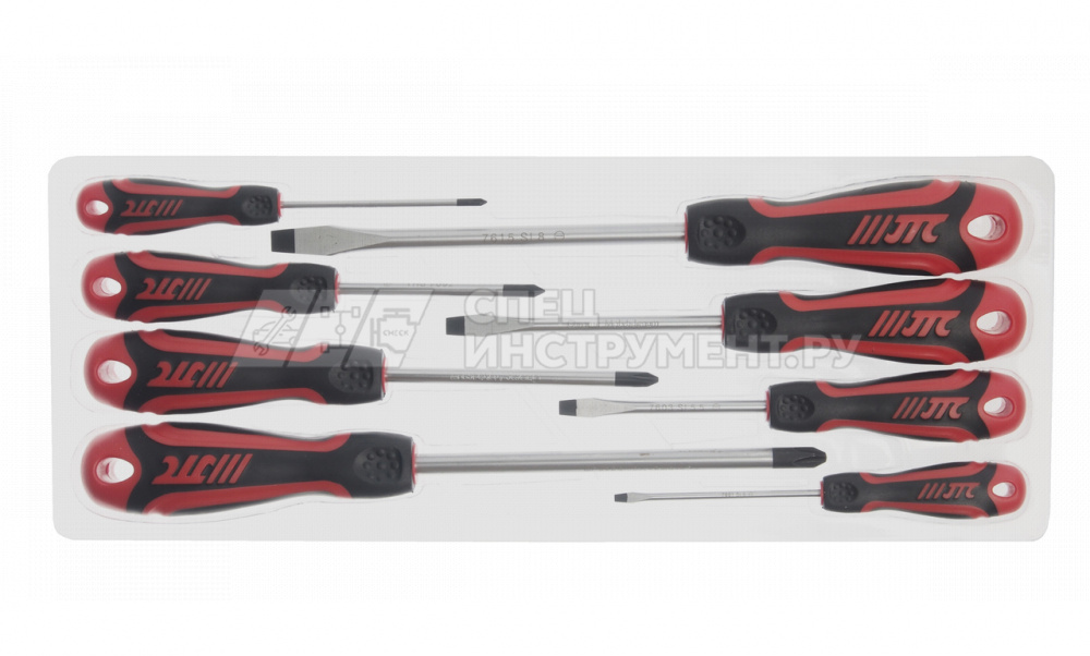 Набор отверток усиленных 8пр., SL3.0x75, SL5.5x75, SL6.5x100, SL8.0x150, PH0x75, PH1x75, PH2x1
