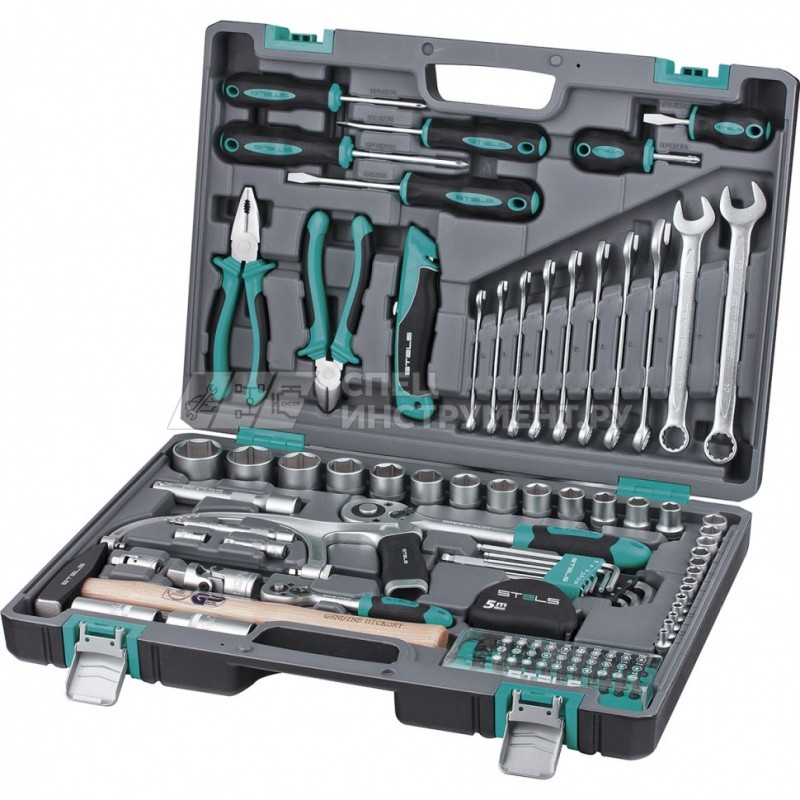 Набор инструментов, 1/2", 1/4", CrV, пластиковый кейс 98 предм,