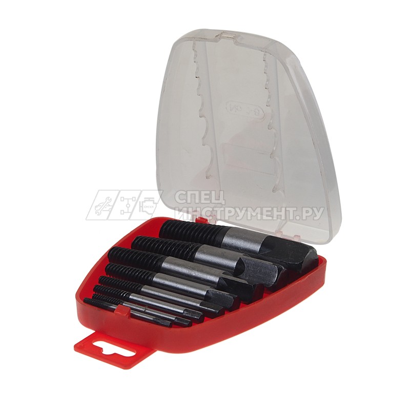 Набор экстракторов резьбы HSS 4241,8пр.(O:3-6мм, 6-8мм, 8-11мм, 11-14мм, 14-18мм, 18-22мм, 20-22мм, 22-26мм; "мелкий шаг"), в пластиковом футляре  ROCKFORCE /1