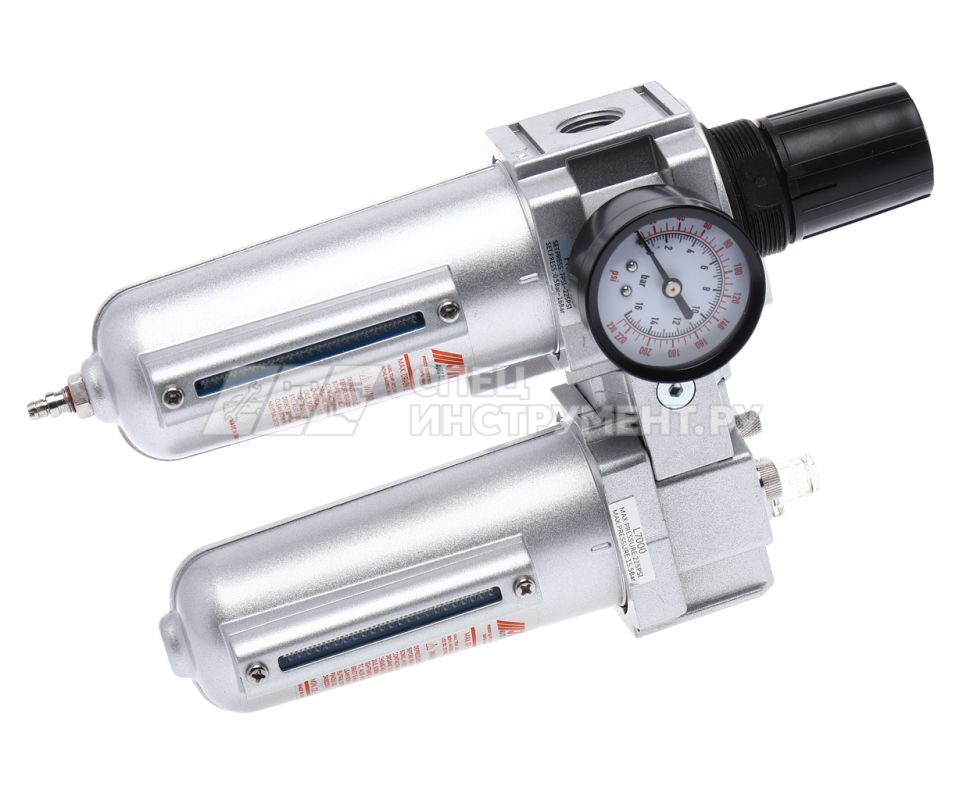 Блок подготовки воздуха (лубрикатор+осушитель) 1/2” с металл. переключателем, макс.давление 285 PSI(16 Bar), 4000 л/мин, 5~60℃ JTC