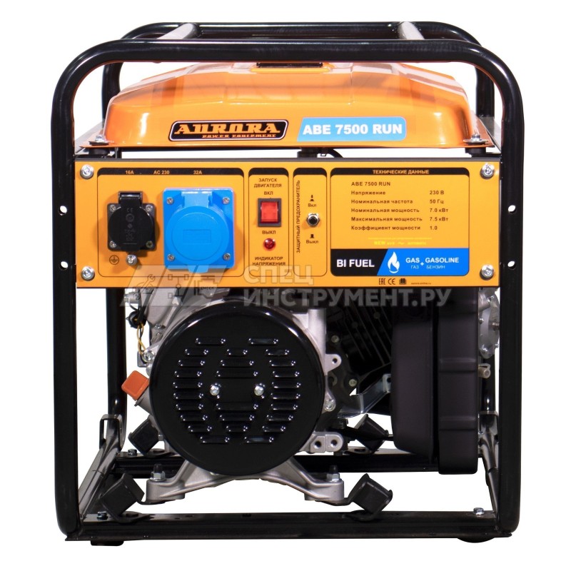 Генератор ABE 7500 RUN (max.7.5кВт, 230В) бензин+газ, увеличенный бак 13л