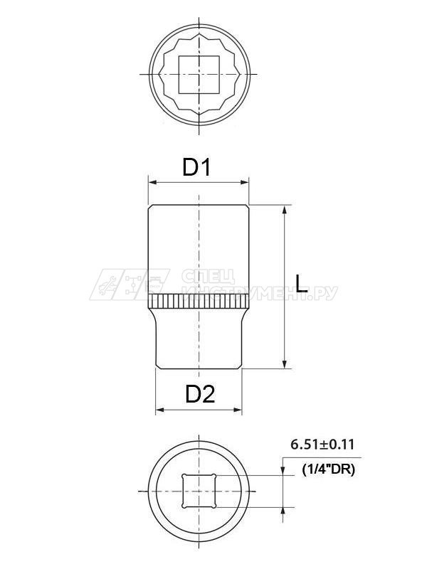 Головка торцевая 12-гранная 1/4"DR, 11 мм