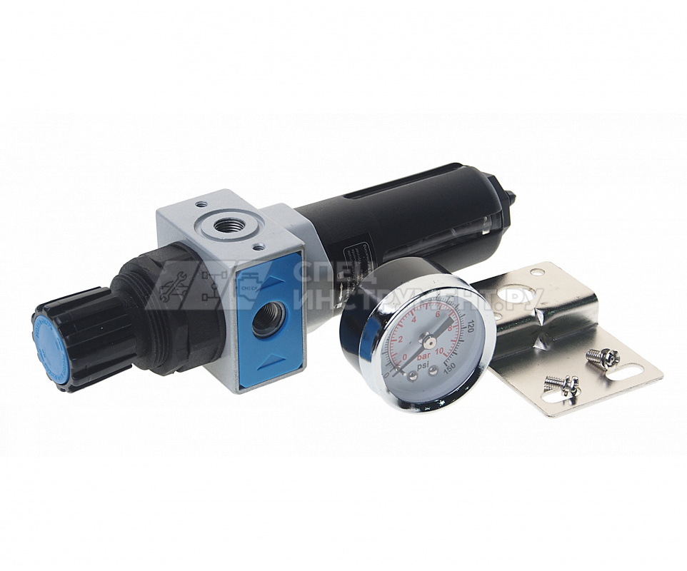 Фильтр-регулятор с индикатором давления для пневмосистем 1/8"(max 10bar, 200 л/мин, 5-60С, 5 мкм)
