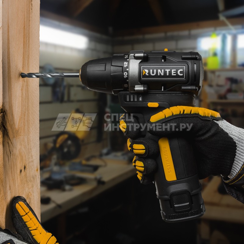 Дрель-шуруповерт аккумуляторная RUNTEC PRO 10 мм,16В, 2*2Ач, 45Нм