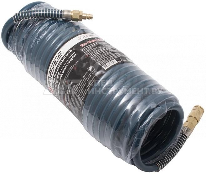 Шланг витой полиуретановый 10мм х 14мм х 15м с быстроразъемами (латунь, максимальное давление - 15bar, рабочая температура от -20 до +60 гр.)