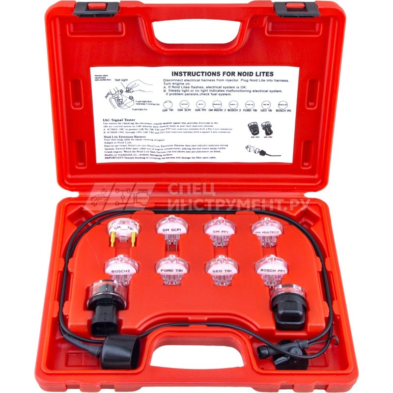 Набор индикаторов и адаптеров для проверки сигналов электронных систем впрыска (TBI, PFI, SCPI, MULTEC2, BOSCH2) в кейсе