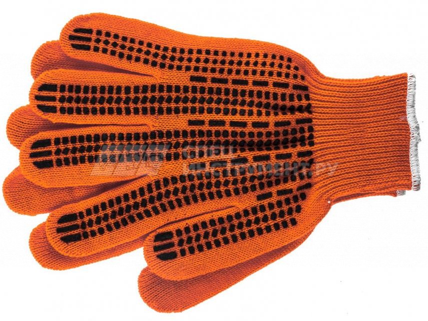 Перчатки трикотажные, акрил, ПВХ гель "Протектор", оранжевый, оверлок, Россия// СИБРТЕХ