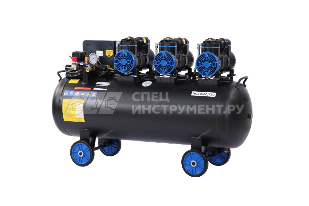 Компрессор безмасляный 380 В, ресивер 160 л, 750 л/мин