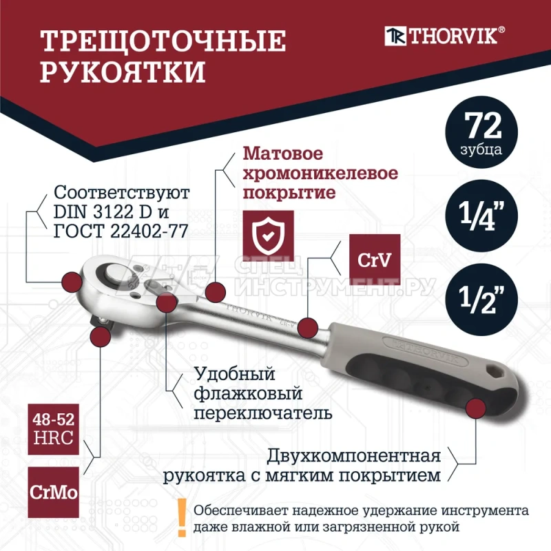 TS108 Набор инструмента универсальный 1/4", 1/2"DR, 108 предметов