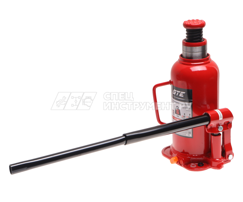 Домкрат гидравлический бутылочный 16т (h min-227мм, h max-457мм, ход штока-150мм, ход винта-80мм) GTE /1/2