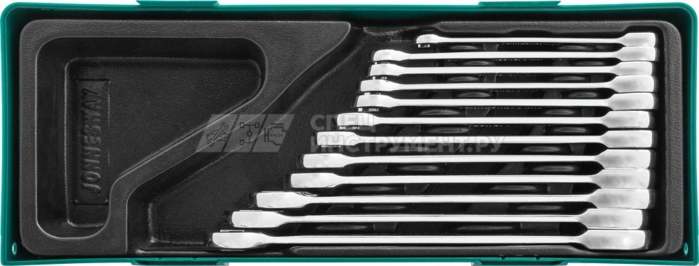 W45112SP Набор ключей гаечных комбинированных трещоточных в ложементе, 8-19 мм, 12 предметов