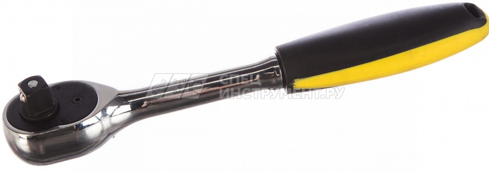Трещотка ER-13872 3/8" 72-зубцовая с прямой резиновой ручкой