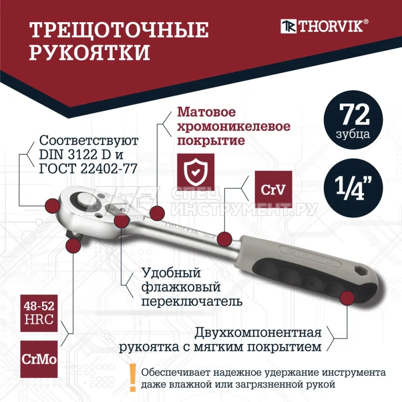 TS057 Набор инструмента 1/4"DR, 57 предметов
