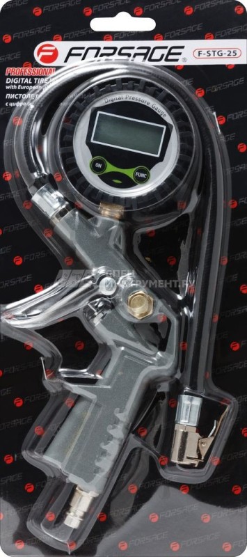Пистолет для подкачки шин с цифровым манометром и шлангом, в блистере