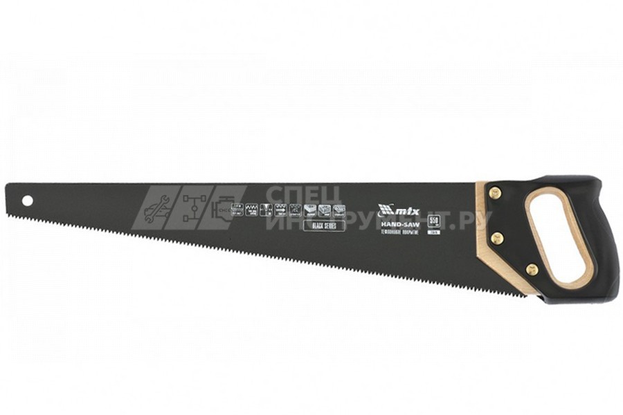 Ножовка по дереву "BLACK SERIES", 550 мм, 7-8 TPI, зуб-3D, каленный зуб, тефлоновое покрытие полотна