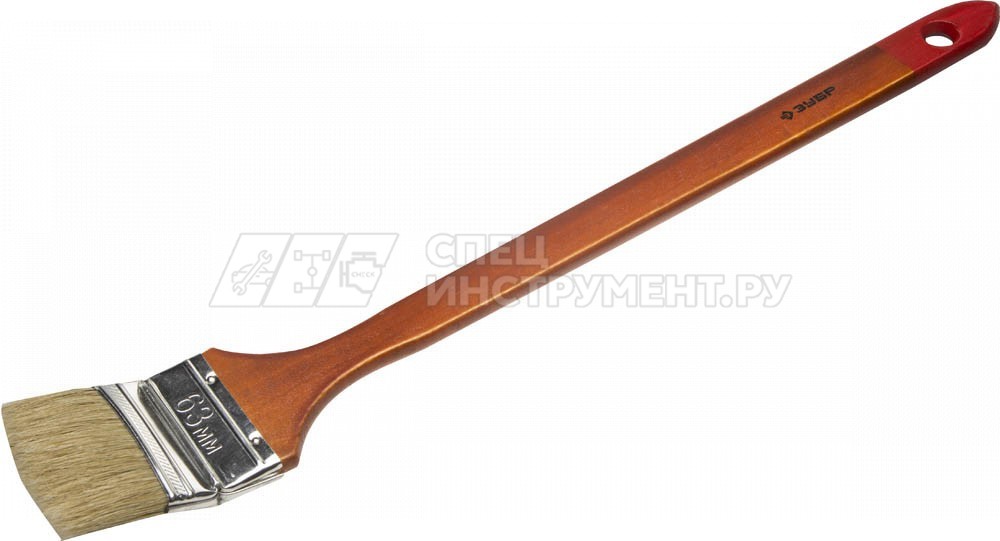 Кисть радиаторная угловая ЗУБР "УНИВЕРСАЛ-МАСТЕР", светлая натуральная щетина, деревянная ручка, 63мм